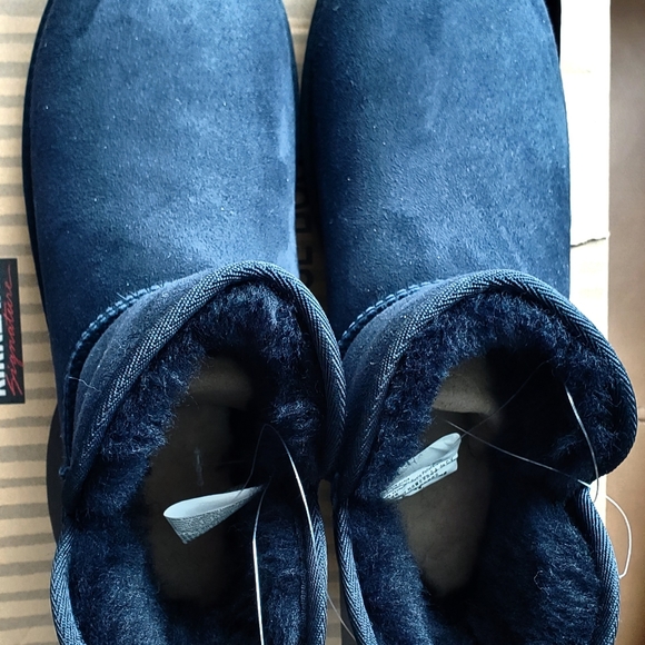 New Women's Sizes Shearling Scalloped Edge Boots Navy - Picture 12 of 15
